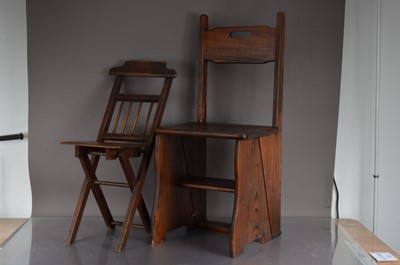 Lot 61 - A homemade metamorphic library chair and another small collapsible child's chair