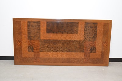 Lot 62 - A large part Danish hardwood inlaid executive desk from Tranekaer and designed by Rolf Middlecoe