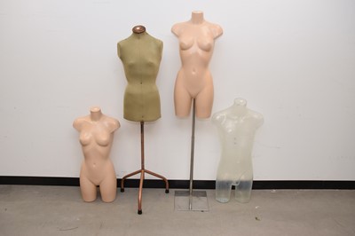 Lot 63 - A vintage shop display mannequin together with three further modern examples