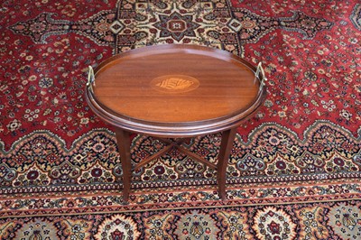 Lot 73 - An Edwardian and later mahogany Butler's tray on stand