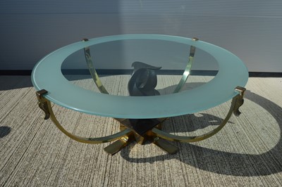 Lot 107 - A mid-Century modern brass framed glass top coffee table