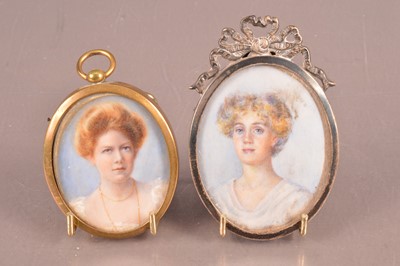 Lot 135 - Two Edwardian portrait miniatures