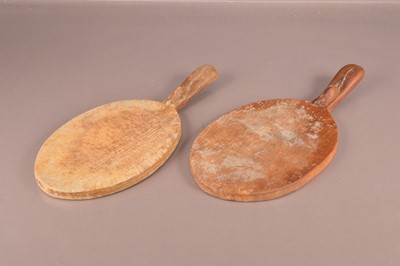 Lot 141 - Two carved oak chopping boards in the style Robert "Mouseman" Thompson