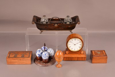 Lot 144 - A nice Georgian mahogany desk inkwell and other items