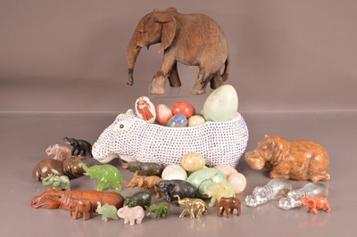 Lot 148 - A collection of elephants and hippos