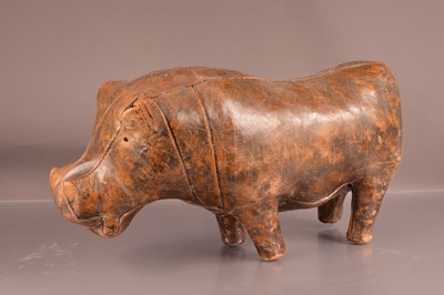 Lot 149 - A vintage leather footstool model of a hippopotamus