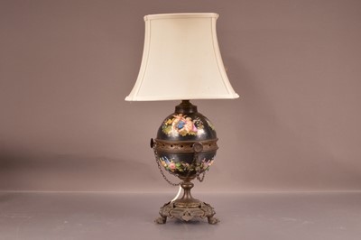 Lot 153 - A Victorian and later converted oil lamp