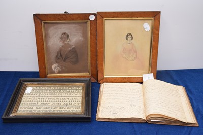 Lot 205 - A 19th Century manuscript 'Receipt' (Recipe) book with associated portraits and sampler