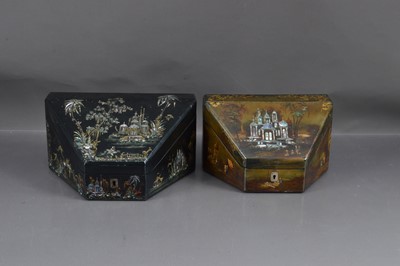 Lot 236 - Two Mother of Pearl inlaid stationary boxes