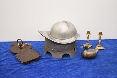 Lot 262 - An Art Nouveau period French aluminium hat mould and other items