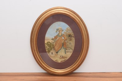 Lot 288 - A Georgian silk and embroidered needlework portrait study