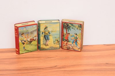 Lot 294 - A set of three Chad Valley tin plate novelty money boxes