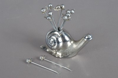 Lot 299 - A French novelty chrome plated snail cocktail pick stand circa 1950