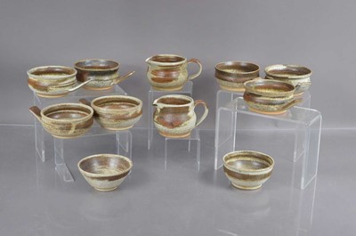 Lot 325 - A mid-century 'Grindon' studio pottery set of souffle or pudding dishes