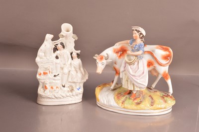 Lot 355 - Two Staffordshire pottery figure groups