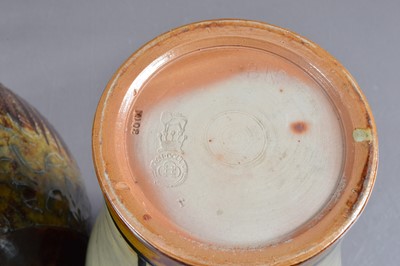 Lot 370 - Two Art Nouveau Royal Doulton Vases including an "Autumn Leaves" stoneware vase circa 1920s