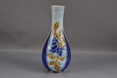 Lot 375 - A Doulton Lambeth 'Peony' vase with incised glazed decoration in blue and green