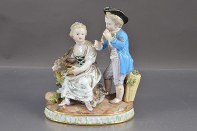 Lot 379 - Meissen Porcelain figure group with children and a goat