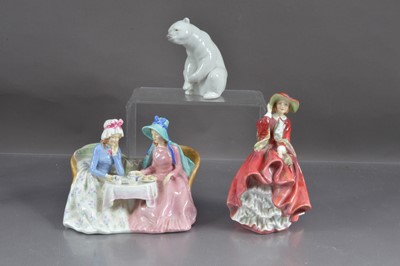 Lot 384 - Two Royal Doulton figure groups and a Lladro polar bear