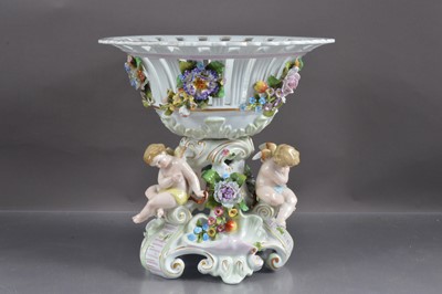 Lot 386 - An early 20th century Von Schierholz porcelain comport centrepiece