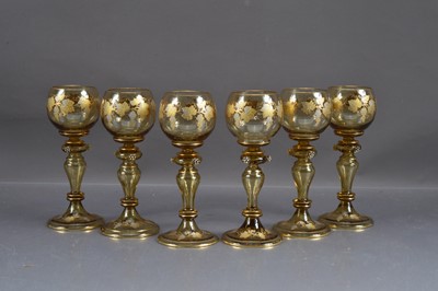 Lot 388 - A set of six Hock glasses