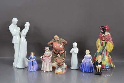 Lot 390 - Nine Royal Doulton porcelain figures