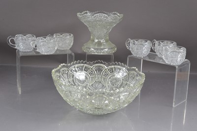 Lot 401 - A late 19th-Early 20th Century Pressed Glass Punchbowl