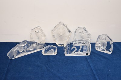 Lot 407 - A group of seven Royal Krona crystal sculptures by Mat Johanssen