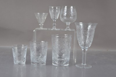 Lot 417 - A suite of seven Jack Lloyd engraved 'Tudor Crystal' glasses