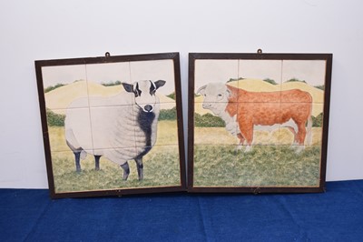 Lot 424 - A pair of tile pictures