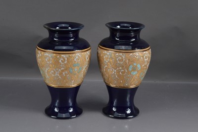 Lot 439 - A pair of Royal Doulton  Slater's Patent Stoneware Vases