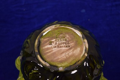Lot 444 - A Victorian Bretby Pottery green glazed plant pot