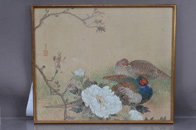 Lot 456 - Chinese painting after Li Di (1100-1197) "Two pheasants with tree peony"