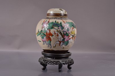 Lot 471 - An Oriental crackle glazed ginger jar and cover