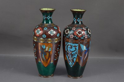 Lot 476 - A pair of Chinese cloisonné vases