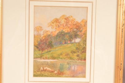 Lot 491 - Henry C. Jarvis (1867-1955) "Landscape With Sheep by a River"