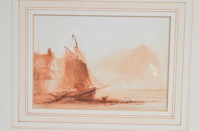 Lot 526 - Henry Barlow Carter (1803-1867) "Sailing Vessels On A Beach"