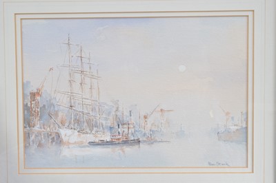 Lot 533 - Alan Stark (British XXth-XXIst Century) "Tall Ship in a Harbour"