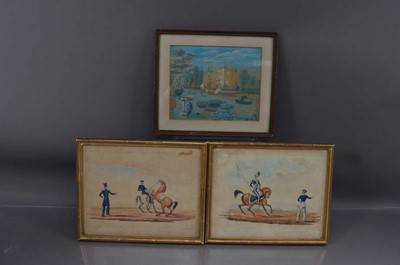 Lot 547 - Three 19th Century English naïve folk-art watercolours