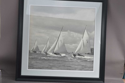 Lot 557 - Beken of Cowes Archive "A Yacht Race", a large format photographic reproduction of an image from the Beken of Cowes Archive. Very well framed and presented. Image 67 cm by 67 cm. Frame 90 cm by 90 cm