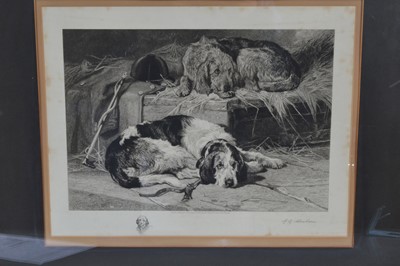 Lot 575 - Edward Gilbert Hester (1843-1903) "After A Day's Hunting (Otter Hounds in a Kennel)"