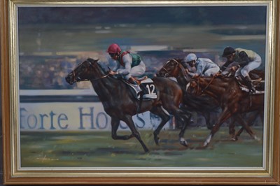 Lot 577 - Graham Isom (British b. 1945) "Dancing Brave - Prix de l'Arc de Triomphe 1986"