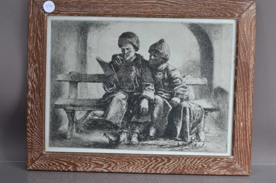 Lot 582 - Julius Komjati (Hungarian 1894-1958) "Two Men Reading"