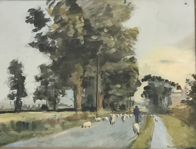 Lot 586 - Early 20th Century European School "Sheep on a Country Lane"