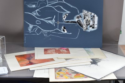 Lot 678 - A portfolio with a quantity of original artists' prints and works on paper