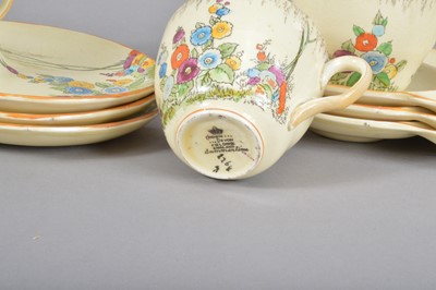Lot 19 - A set of six Crown Devon tea plates and cups