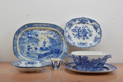 Lot 25 - A collection of 19th century and later blue and white transferware ceramics