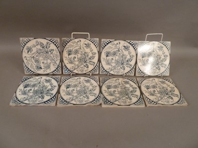 Lot 43 - Eight Edwardian period dust pressed tiles