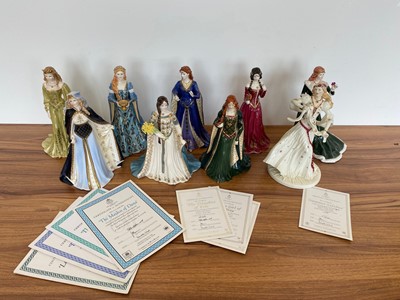 Lot 47 - A set of nine modern Royal Worcester Celtic Maiden porcelain figures