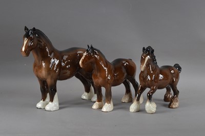 Lot 66 - Three Beswick ceramic shire horses